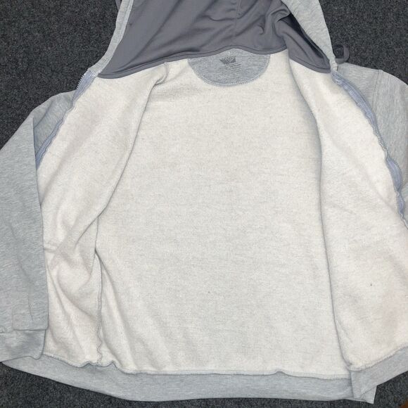 Army Embroidered Full-Zip Hooded Sweatshirt in Gray Lifesigns Unisex Large - Picture 4 of 7